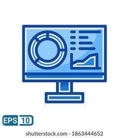 statistics icon in filled line style isolated on white background. EPS 10