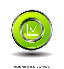 Statistics icon glossy green button vector