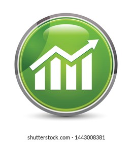 Statistics icon isolated on elegant green round button vector illustration
