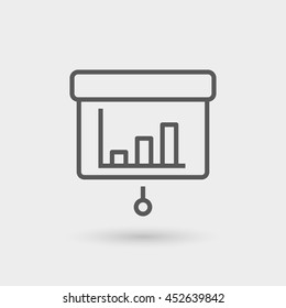 statistics icon isolated, thin line, black color with shadow