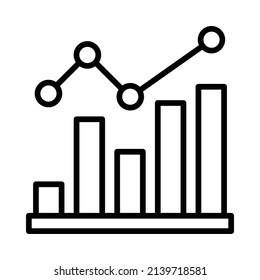 Statistics Icon. Line Art Style Design Isolated On White Background