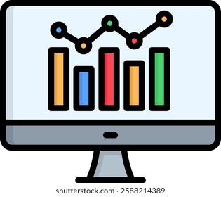Statistics Icon Lineal Color Vector Illustration