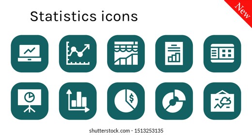 statistics icon set. 10 filled statistics icons.  Collection Of - Analytics, Line chart, Graph, Chart, Pie chart icons