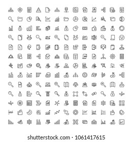 Conjunto de iconos de estadísticas. Colección de logotipo de esquema negro de alta calidad para diseño de sitios web y aplicaciones móviles. Ilustración vectorial en fondo blanco.