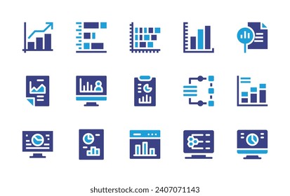 Statistics icon set. Duotone color. Vector illustration. Containing statistics, bar chart, report, profit, data analytics, statistical.