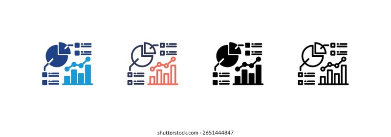 Statistics icon set multiple style collection