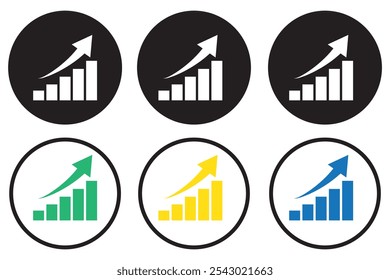 Statistiksymbol auf einem schwarzen Quadrat. Balkendiagrammkonzept vergrößern