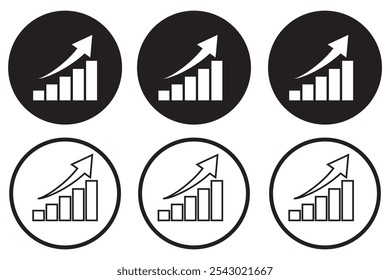 Statistiksymbol auf einem schwarzen Quadrat. Balkendiagrammkonzept vergrößern