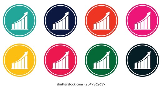 Statistics icon set on isolated background. Growing Graph Icon Set. Economic growth. Vector illustration. EPS 10.