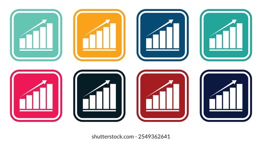 Icono de estadísticas establecido en fondo aislado. Conjunto de iconos de gráfico en crecimiento. Crecimiento económico. Ilustración vectorial. EPS 10.