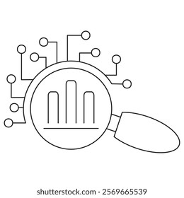 Statistics icon. Simple outline black vector pictogram with thin lines on a transparent background. Line thickness is editable