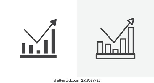 Statistics icon. solid filled and stroke thin line style eps 10