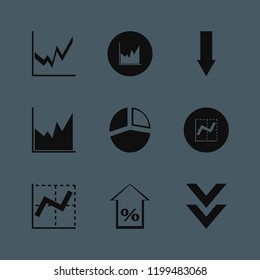 statistics icon. statistics vector icons set percent up, pie chart, down arrow and graph