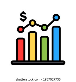 Statistics icon vector illustration in filled line style about marketing and growth for any projects, use for website mobile app presentation