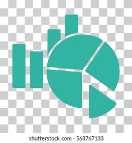 Statistics icon. Vector illustration style is flat iconic symbol, cyan color, transparent background. Designed for web and software interfaces.
