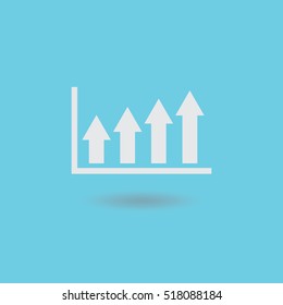 Statistics Icon vector isolated on blue background. Graph symbol for your design, logo, application, presentation