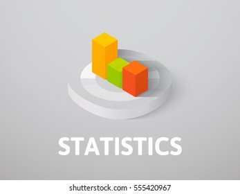 Statistics icon, vector symbol in flat isometric style isolated on color background