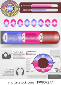Statistics icons and charts set in flat design suitable for info graphics, presentations, web design, vector illustration