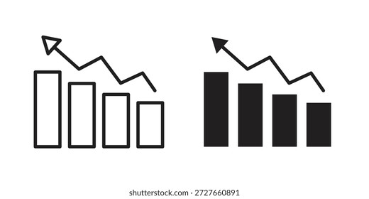 Statistik-Symbolsammlung. Dünne lineare und schwarze flache Symbole