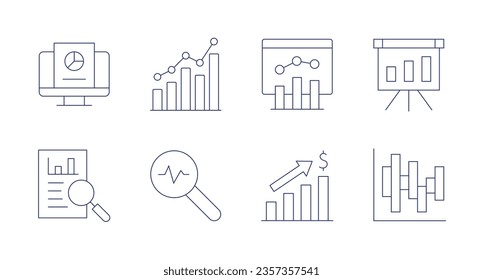 Statistics icons. Editable stroke. Containing analysis, analytics, analyze, bar chart.