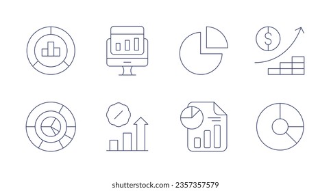 Statistics icons. Editable stroke. Containing infographics, investment, pie chart, statistics.