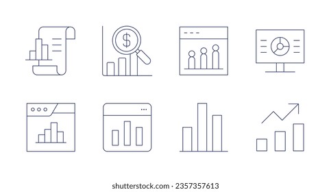 Statistics icons. Editable stroke. Containing analytics, bar chart, statistics.