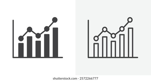 Statistics icons. flat and line style set