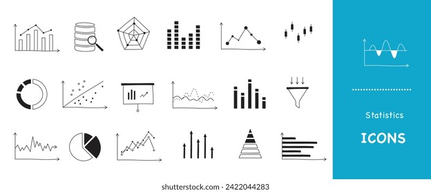 Iconos estadísticos - Iconos de análisis y estadísticas dibujados a mano