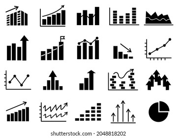 Statistics icons illustration, Chart and graphic diagram vector. on white background
