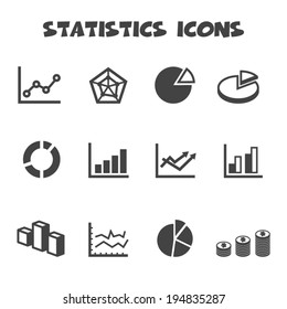 statistics icons, mono vector symbols