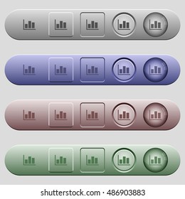 Statistics icons on rounded horizontal menu bars in different colors and button styles