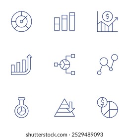 Statistics icons set. Thin Line style, editable stroke. graphic, grow, infographics, maslow pyramid, money management, increase, market research.