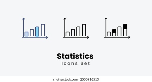 Statistics Icons set thin line and glyph vector icon illustration