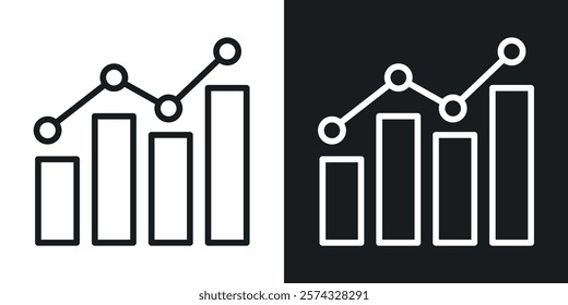 Statistics icons in thin black and white stroke liner style