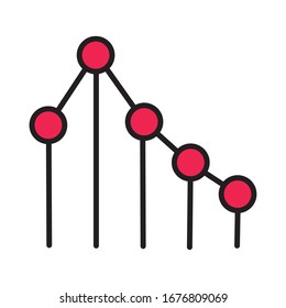 statistics infographic line and fill style vector illustration design