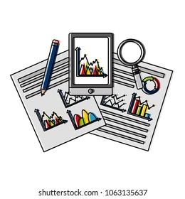 statistics and infographics set icons
