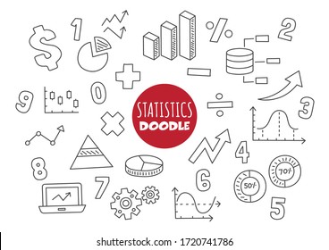 statistics kawaii doodle vector hand drawing style