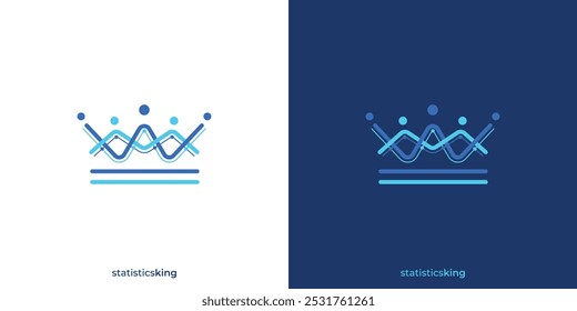 Statistics King Logo. Statistics and Crown Shape with Modern Style. King Profit Logo, Icon, Symbol, Vector, Design Inspiration.