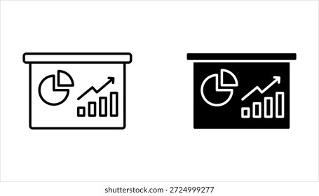 Conjunto de ícones editáveis da linha Estatística. Contendo dados, estatísticas da Web, pesquisa, previsão, apresentação sobre fundo branco