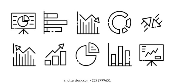 Statistics. Line icon, black, linear icons of statistics. Vector icons.