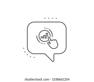 Statistics line icon. Chat bubble design. Column chart sign. Growth graph diagram symbol. Outline concept. Thin line graph chart icon. Vector