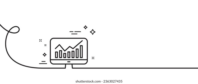 Statistics line icon. Continuous one line with curl. Data analysis sign. Business strategy. Statistics single outline ribbon. Loop curve pattern. Vector