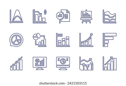 Statistics line icon set. Editable stroke. Vector illustration. Containing report, chart, profit, pie chart, bar chart, statistics, infographic, line graph, monitoring.