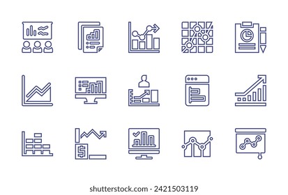 Statistics line icon set. Editable stroke. Vector illustration. Containing statistics, bar chart, presentation, analytics, growth, benefit.