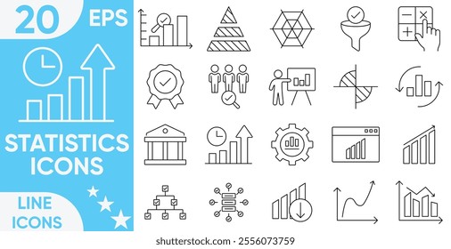 Statistics Line Icons.Simple Set of Graph Related Vector Line Icons.Businessman, Career, Human Resources, Employee,