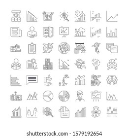 Statistics linear icons, signs, symbols vector line illustration set