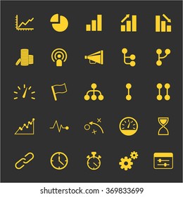 Statistics and management icons set for web