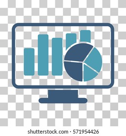 Statistics Monitoring icon. Vector illustration style is flat iconic bicolor symbol, cyan and blue colors, transparent background. Designed for web and software interfaces.