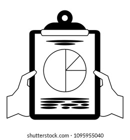 Statistics on clipboard in black and white colors