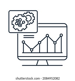Statistics on the introduction of electronic technologies. Vector icon isolated on white background.